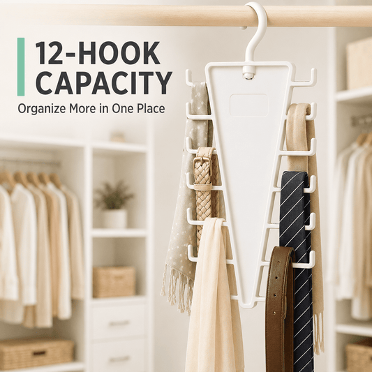 V-Shaped Closet Hanger with 12 Hooks, Rotating Rack for Scarves and Belts - Image 2