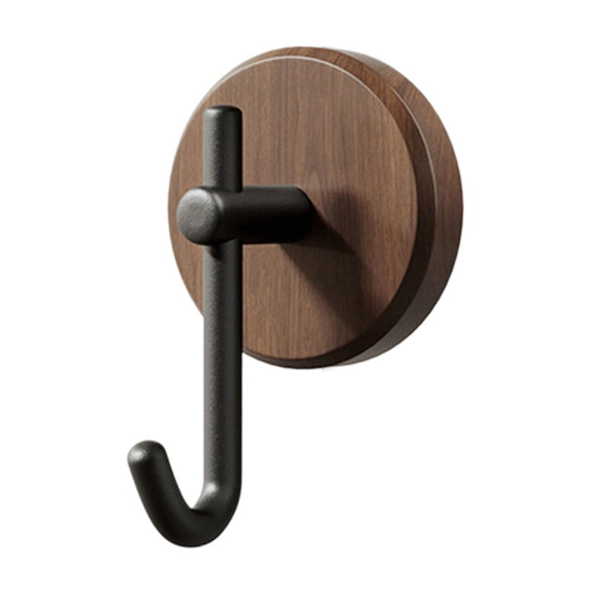 Solid Walnut Wall Hooks with No-Drill Adhesive Backing for Towels and Coats