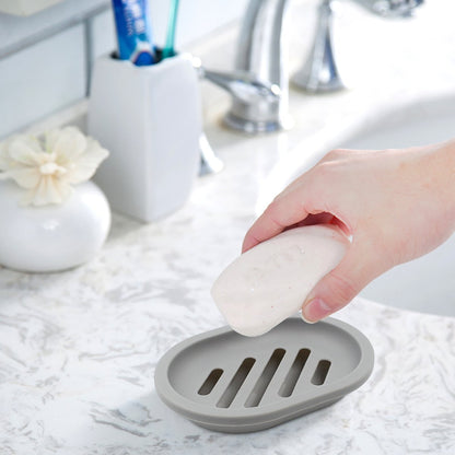 Draining Soap Dishes with Slotted Base, Set of 2 in Grey - Image 5
