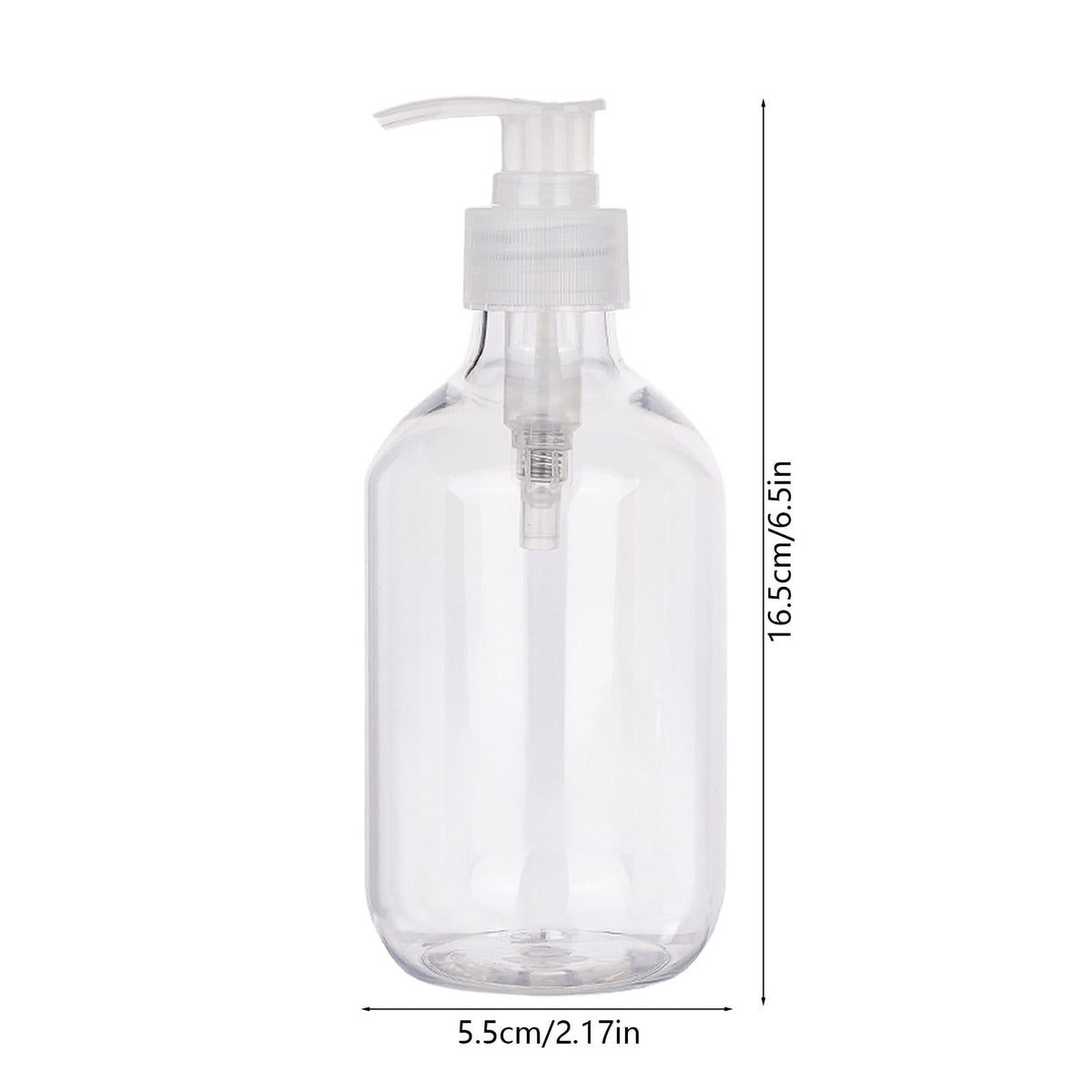 Refillable Soap Dispenser Pump Bottle, 10 oz Clear Plastic, 6.5 Inches Tall - Image 3