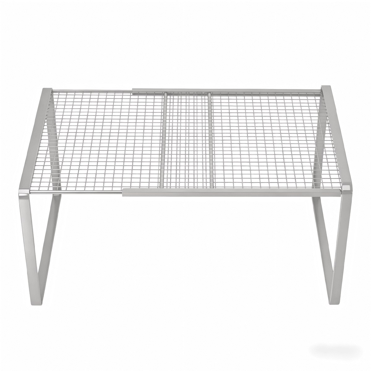 Expandable Cabinet Shelf Riser in White Metal, Adjusts 15 to 24.4 Inches