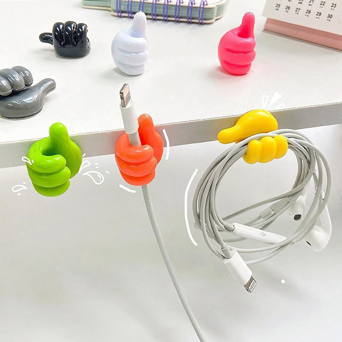Self-Adhesive Silicone Thumb Hooks, 10 Pieces in Pink for Cables and Keys - Image 4