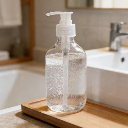 Refillable Soap Dispenser Pump Bottle, 10 oz Clear Plastic, 6.5 Inches Tall - Image 2
