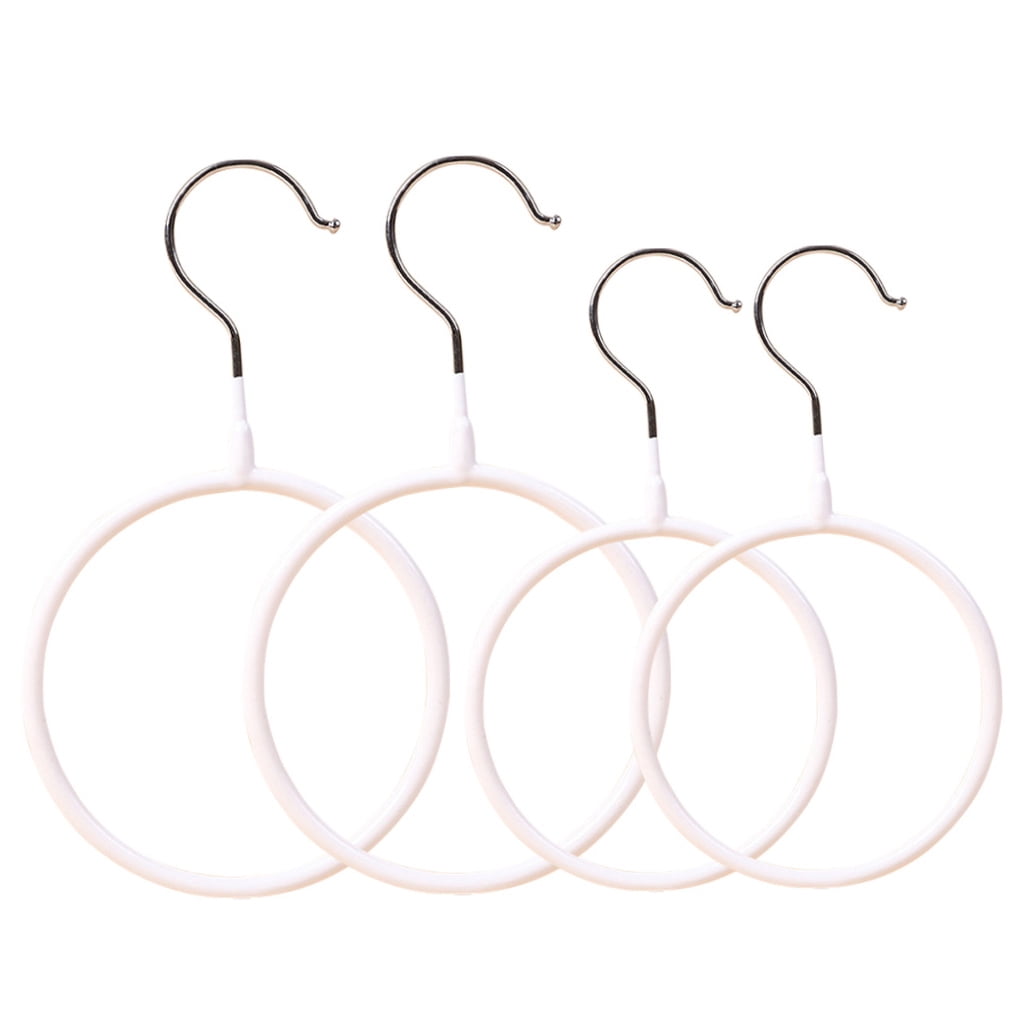 Round Scarf and Tie Hanger, Holds 4, Stainless Steel with Silicone Sleeves