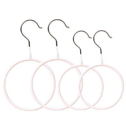 Round Scarf and Tie Hanger, Holds 4, Stainless Steel with Silicone Sleeves