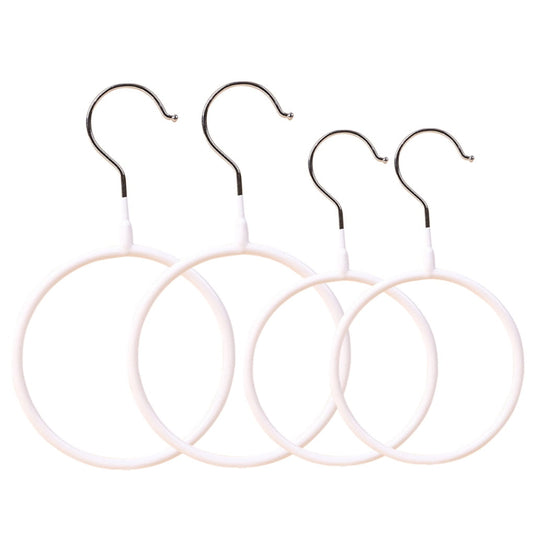 Round Scarf and Tie Hanger, Holds 4, Stainless Steel with Silicone Sleeves