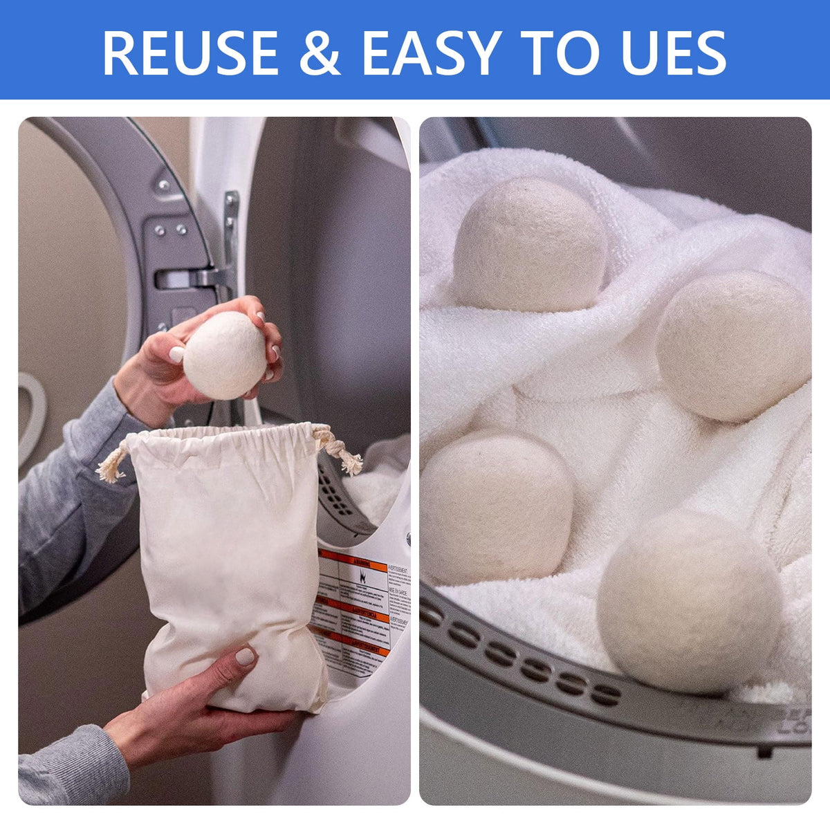 Wool Dryer Balls, Set of 10 at 2 Inches Across, Natural Fabric Softener - Image 6