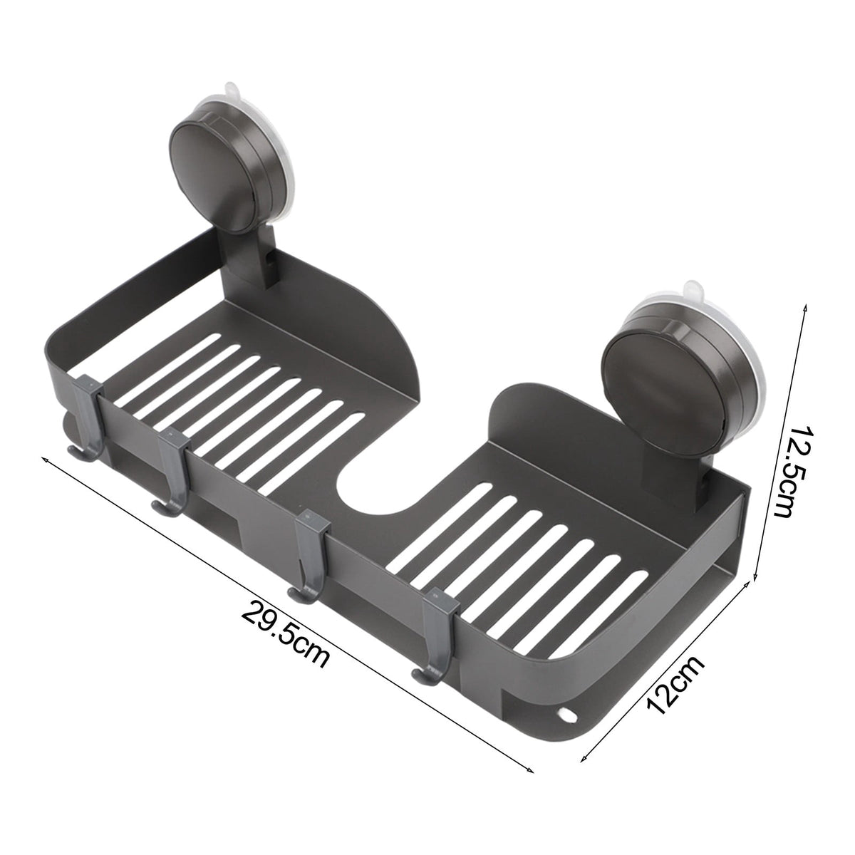 No-Drill Shower Shelf with Suction Cups, Aluminum Caddy with Raised Edges - Image 2