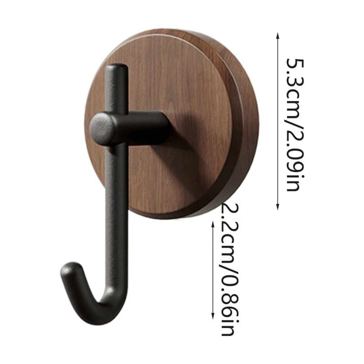 Solid Walnut Wall Hooks with No-Drill Adhesive Backing for Towels and Coats - Image 3