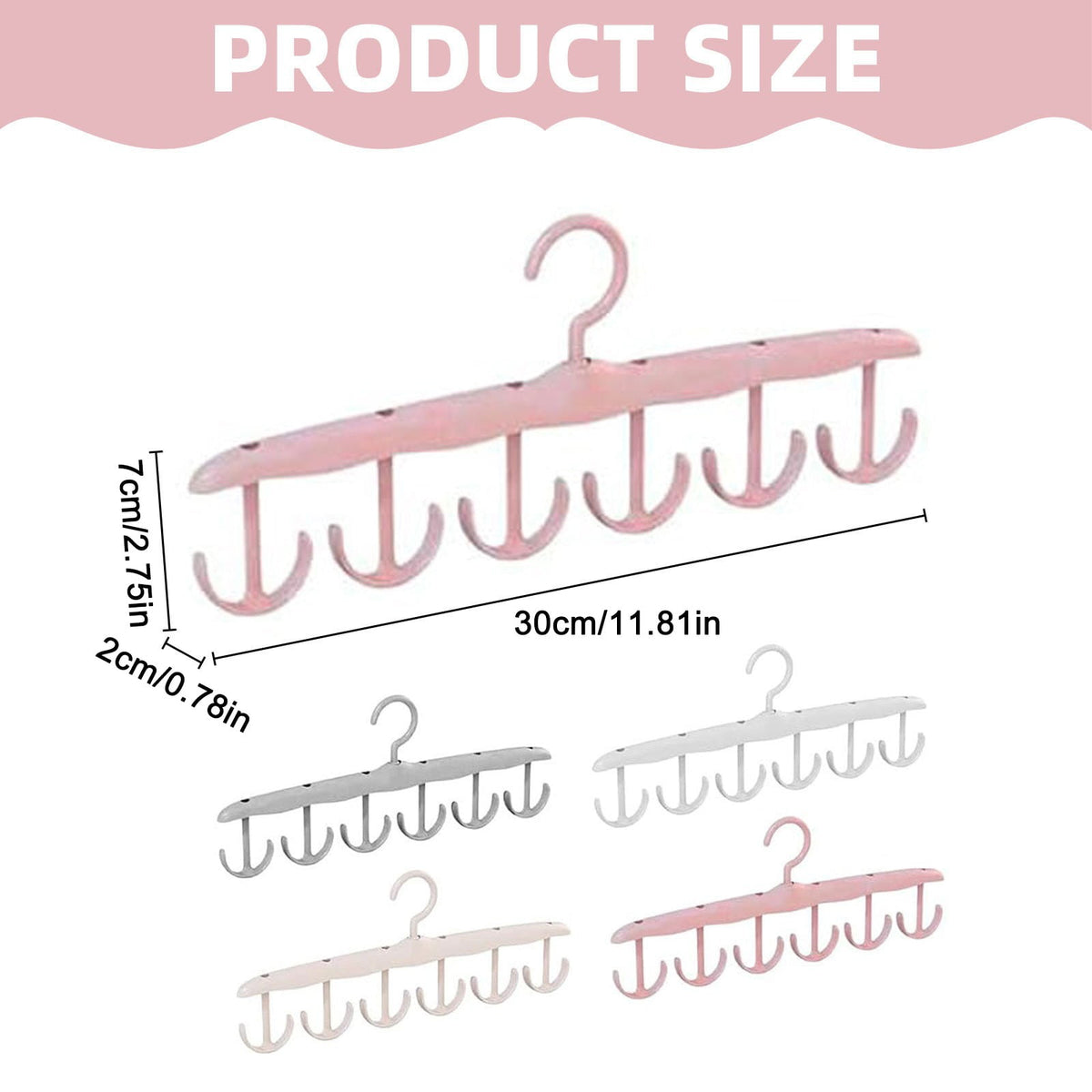 Rotating Purse Hanger with Six Hooks, White Closet Rack for Bags and Scarves - Image 3