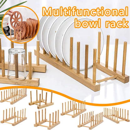 Bamboo Vertical Dish Rack for Plates, Lids, Bowls and Cutting Boards - Image 3