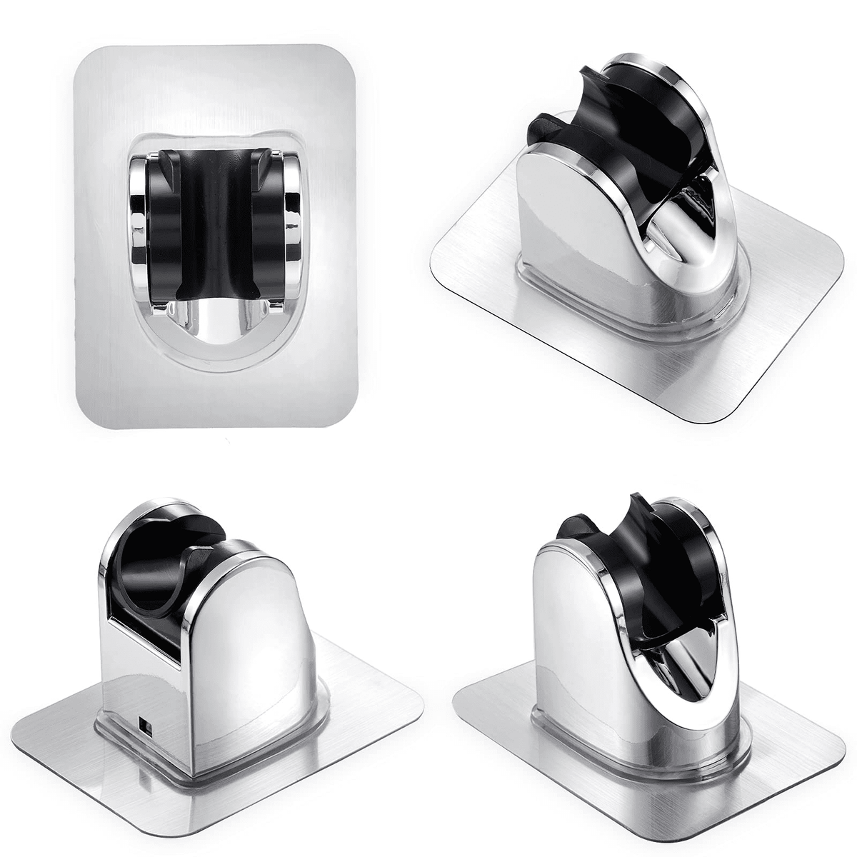 Adhesive Shower Head Bracket, Adjustable Wall Mount in Silver, 3.9 Inches - Image 3