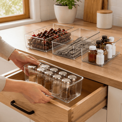 Clear Stackable Fridge and Pantry Bins, Set of 8 with Straight Sides - Image 4