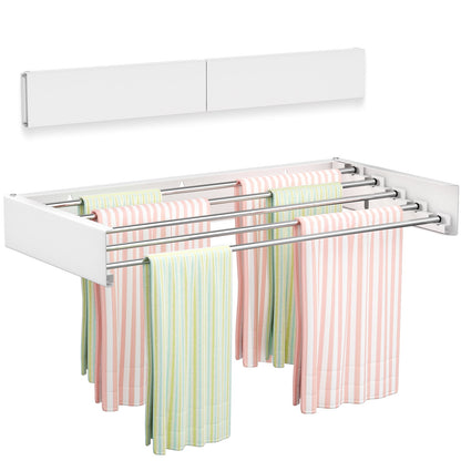 Wall-Mounted Folding Drying Rack, 23.6 Inches with Five Rods in White - Image 3