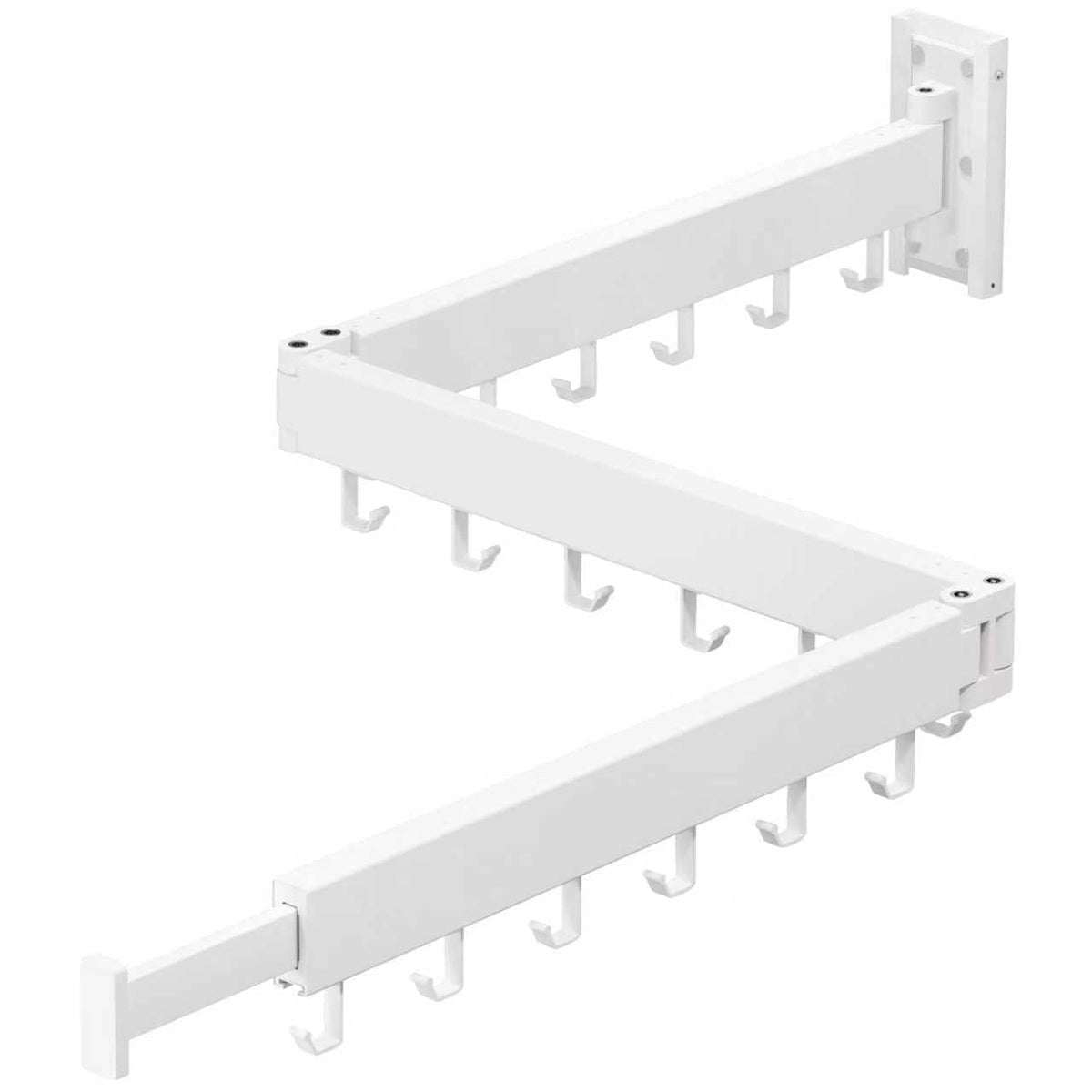 Retractable Wall-Mounted Drying Rack with Tri-Fold Arms for Laundry Rooms