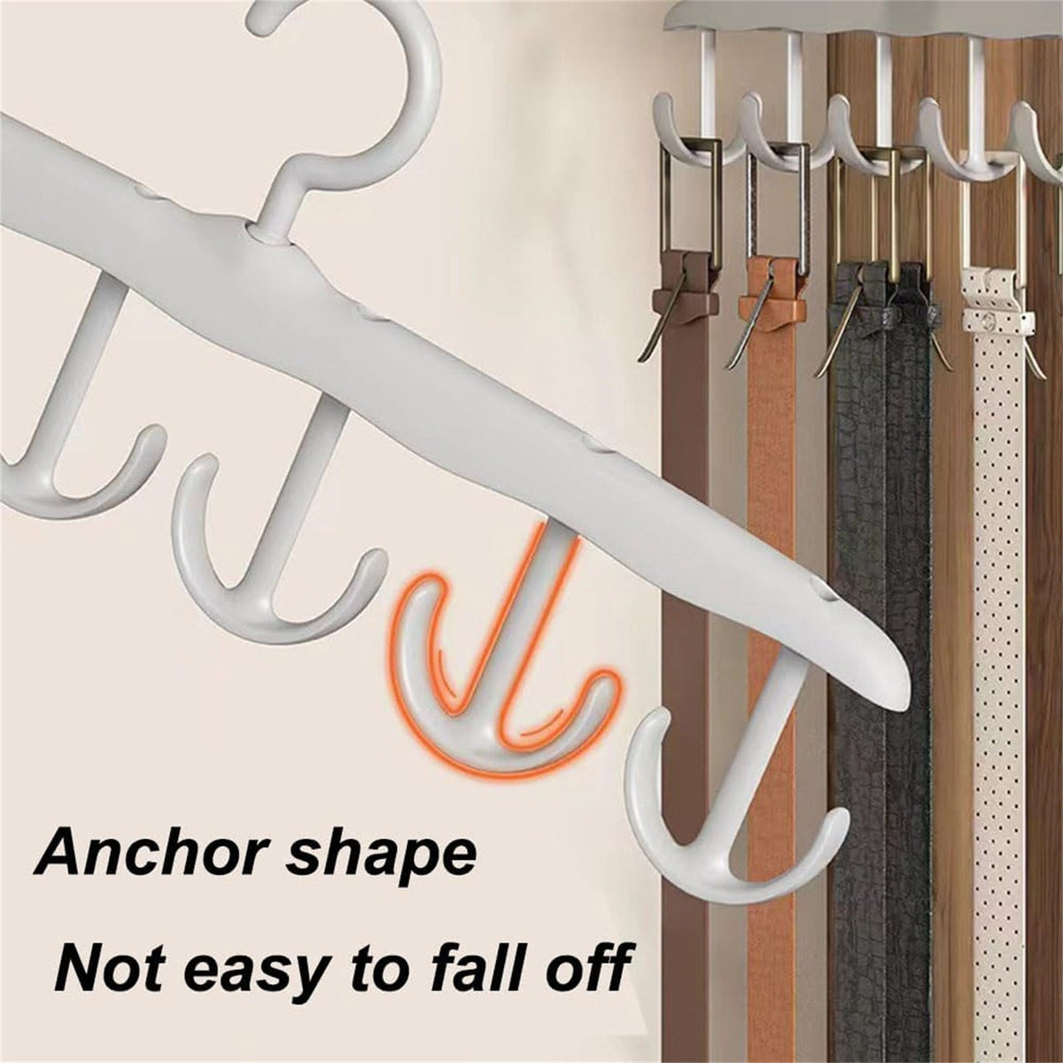 Rotating Purse Hanger with Six Hooks, White Closet Rack for Bags and Scarves - Image 5