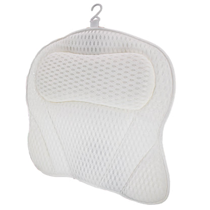 Ergonomic Bath Pillow with Air Mesh Headrest and Six Suction Cups