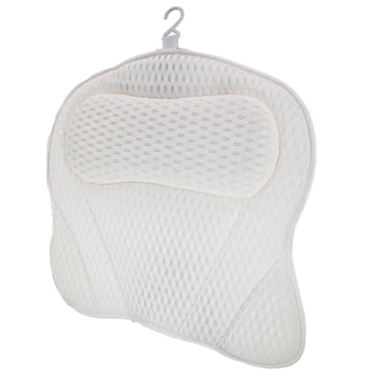 Ergonomic Bath Pillow with Air Mesh Headrest and Six Suction Cups