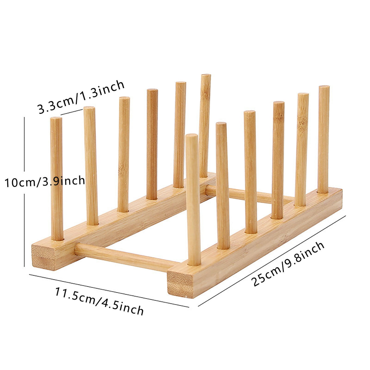 Bamboo Vertical Dish Rack for Plates, Lids, Bowls and Cutting Boards - Image 2