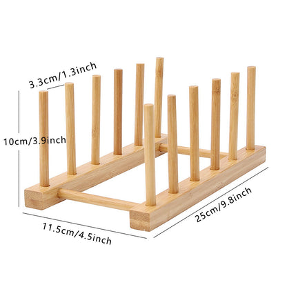 Bamboo Vertical Dish Rack for Plates, Lids, Bowls and Cutting Boards - Image 2
