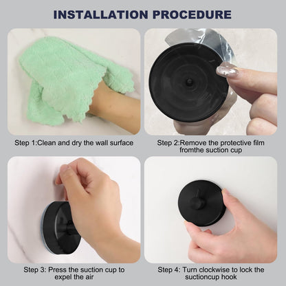 Suction Cup Towel Hooks, 4 Pack in Matte Black, Holds up to 11 Pounds - Image 6