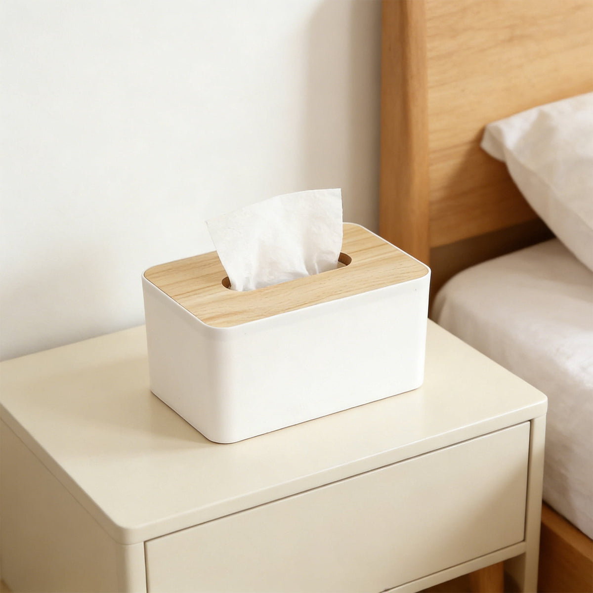 Clear Tissue Box Cover with Wood-Grain Lid, 6.3 x 4.7 x 3.7 Inches - Image 5