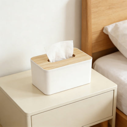 Clear Tissue Box Cover with Wood-Grain Lid, 6.3 x 4.7 x 3.7 Inches - Image 5