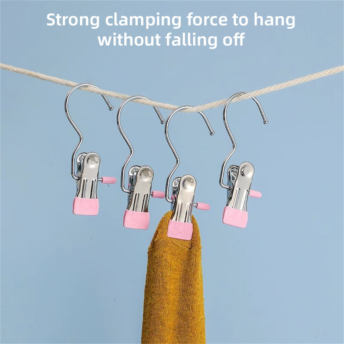 Hanging Boot and Laundry Clips, Set of 5 with Rotating Metal Grips, Black - Image 4