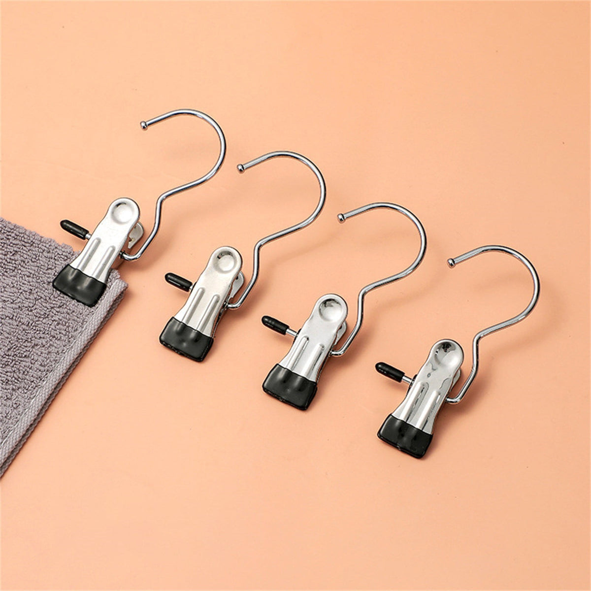 Hanging Boot and Laundry Clips, Set of 5 with Rotating Metal Grips, Black - Image 5