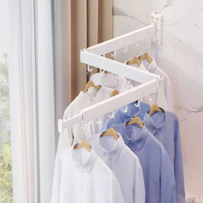Retractable Wall-Mounted Drying Rack with Tri-Fold Arms for Laundry Rooms - Image 2