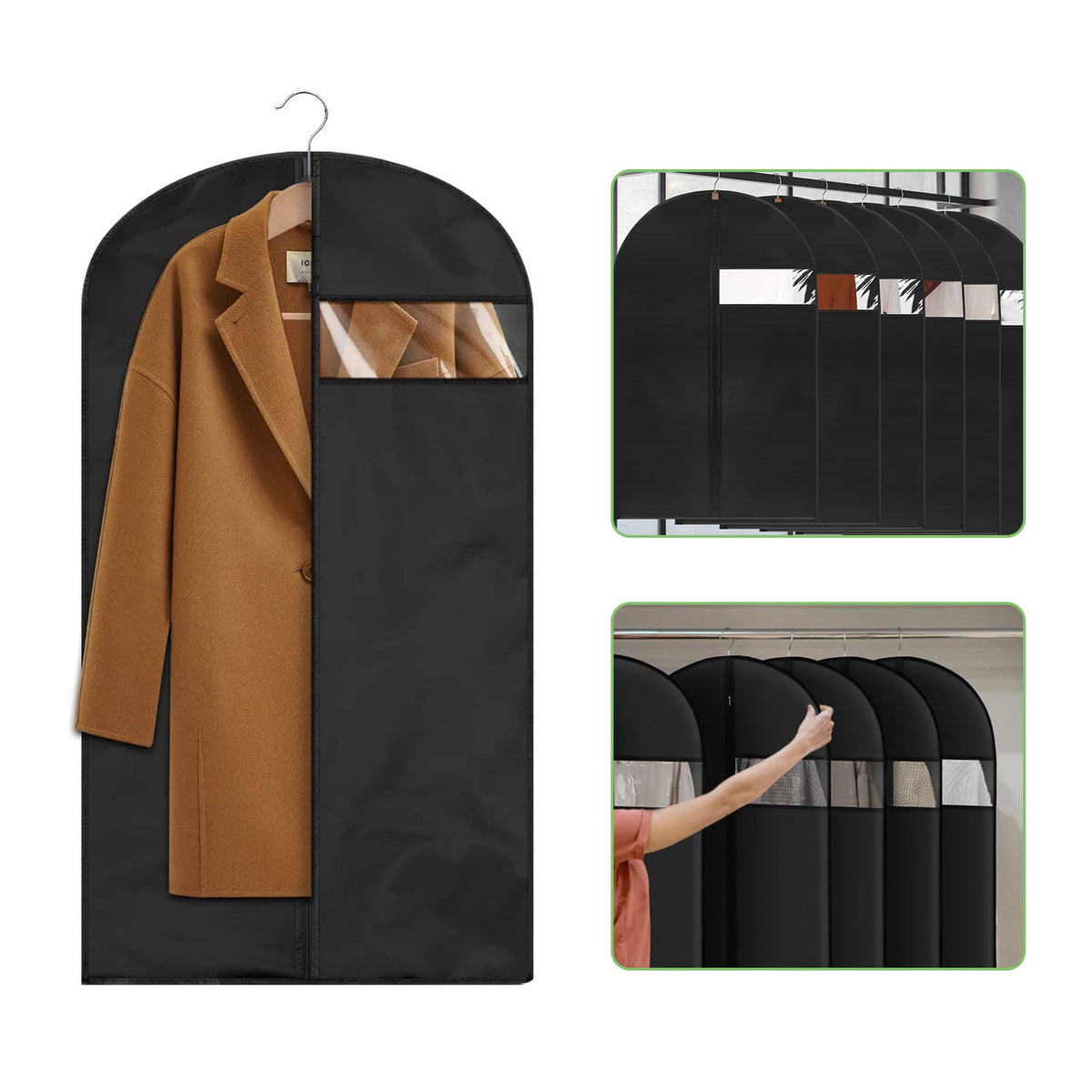 Hanging Garment Bags, Set of 4 at 24 x 40 Inches with Clear Viewing Panel - Image 3