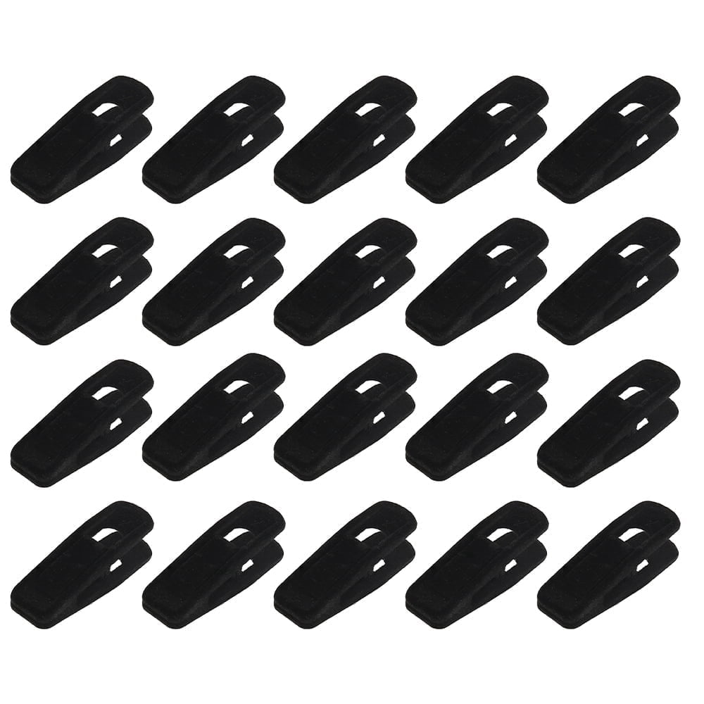 Velvet Hanger Clips, 20 Black Clip-On Pins for Slim Hangers, Wide Opening