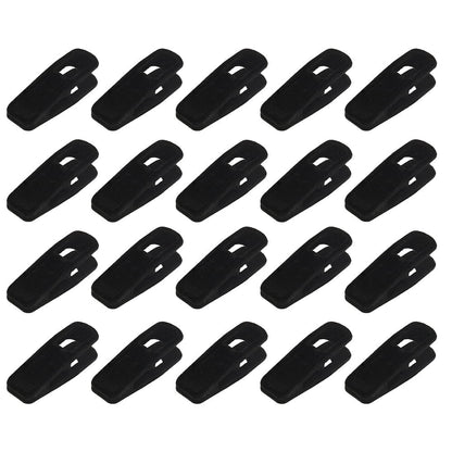 Velvet Hanger Clips, 20 Black Clip-On Pins for Slim Hangers, Wide Opening