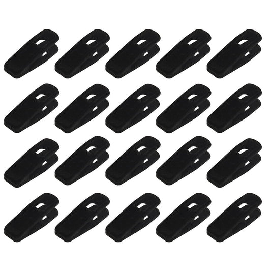 Velvet Hanger Clips, 20 Black Clip-On Pins for Slim Hangers, Wide Opening