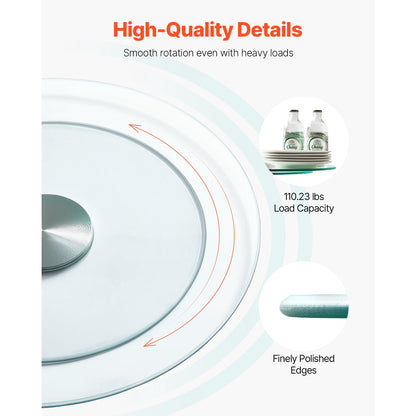 Twenty-Inch Tempered Glass Turntable for Dining Tables, Quiet 360 Spin - Image 3
