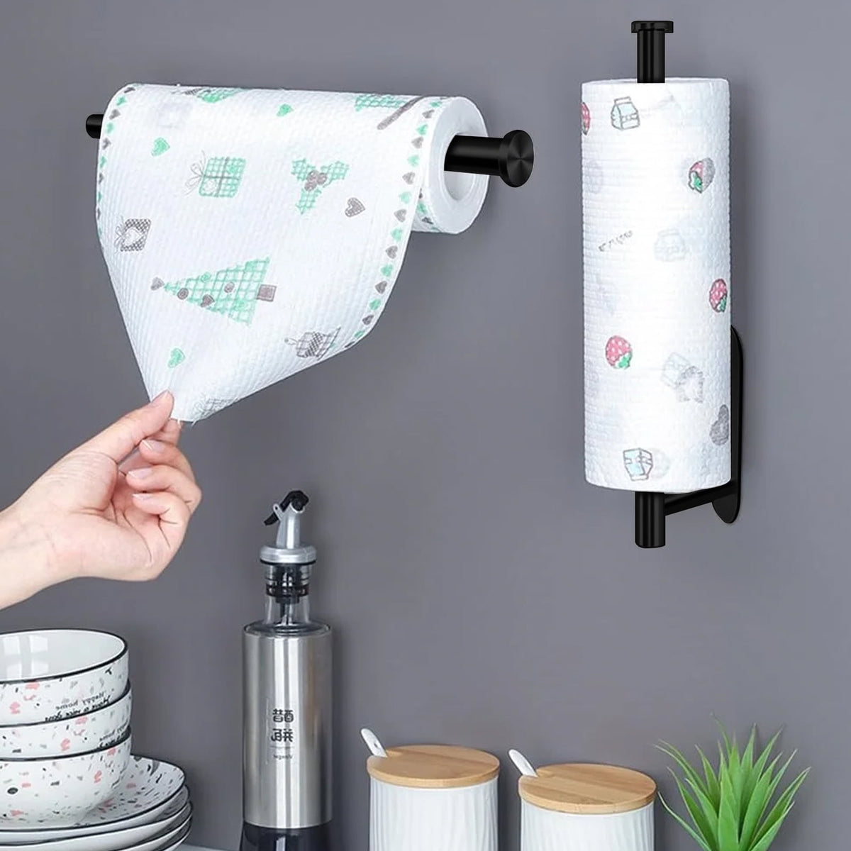 Under-Cabinet Paper Towel Holder in Black Stainless Steel, 13.1 Inches - Image 3
