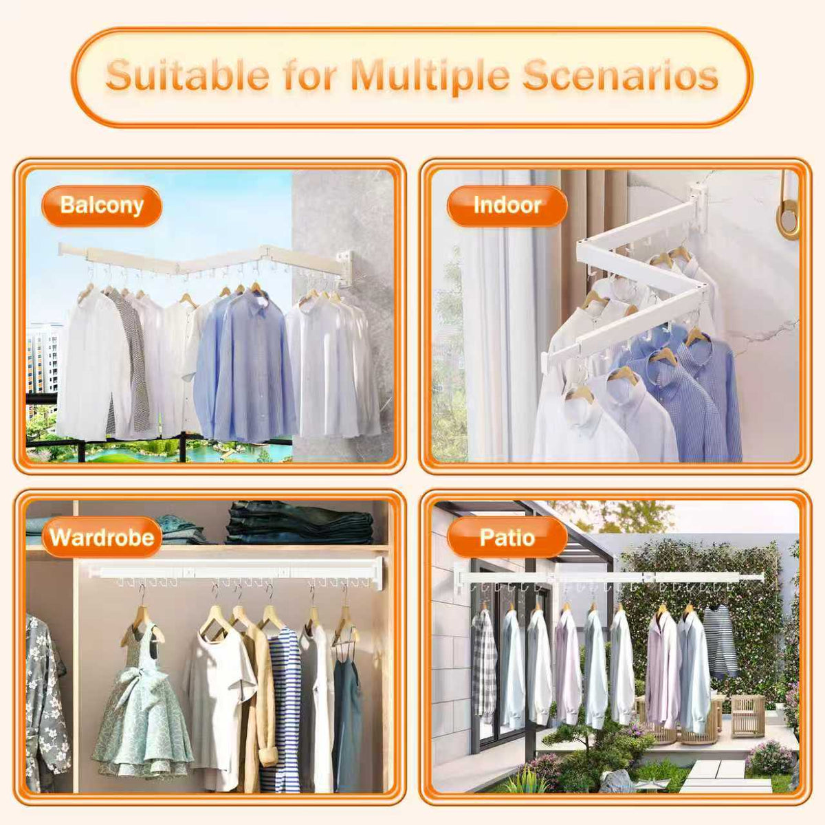 Retractable Wall-Mounted Drying Rack with Tri-Fold Arms for Laundry Rooms - Image 3