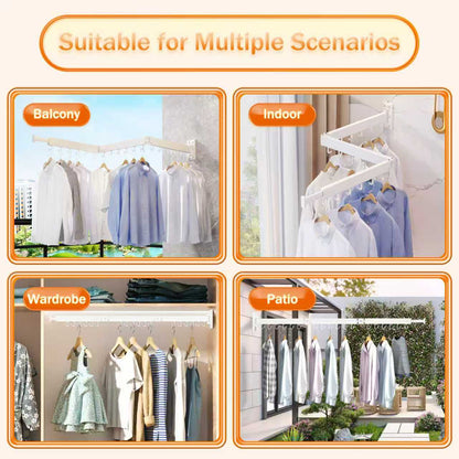 Retractable Wall-Mounted Drying Rack with Tri-Fold Arms for Laundry Rooms - Image 3