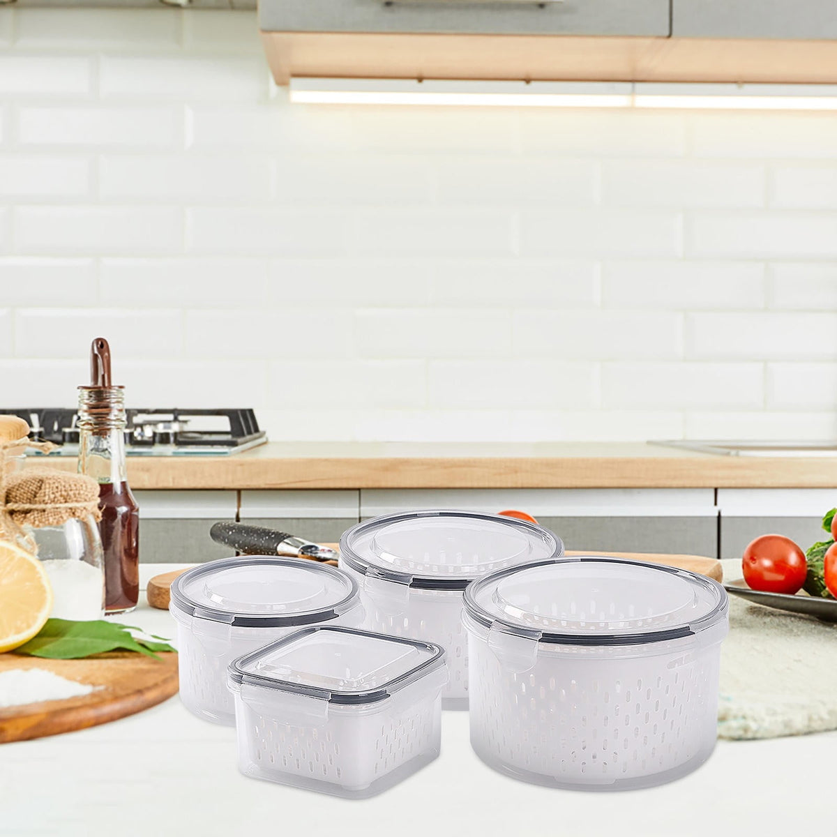 Produce Saver Container with Locking Lid and Removable Colander Insert - Image 4