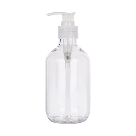 Refillable Soap Dispenser Pump Bottle, 10 oz Clear Plastic, 6.5 Inches Tall