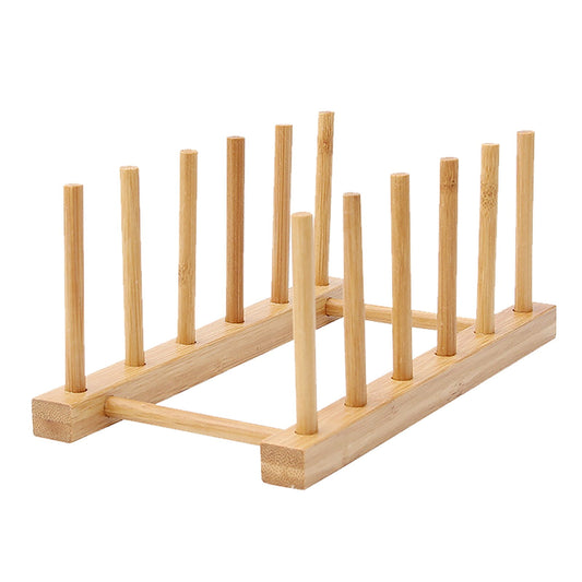 Bamboo Vertical Dish Rack for Plates, Lids, Bowls and Cutting Boards