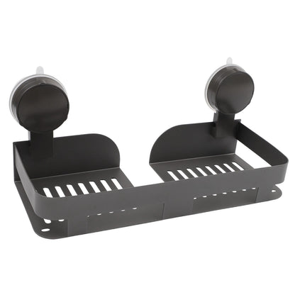 No-Drill Shower Shelf with Suction Cups, Aluminum Caddy with Raised Edges