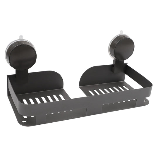 No-Drill Shower Shelf with Suction Cups, Aluminum Caddy with Raised Edges