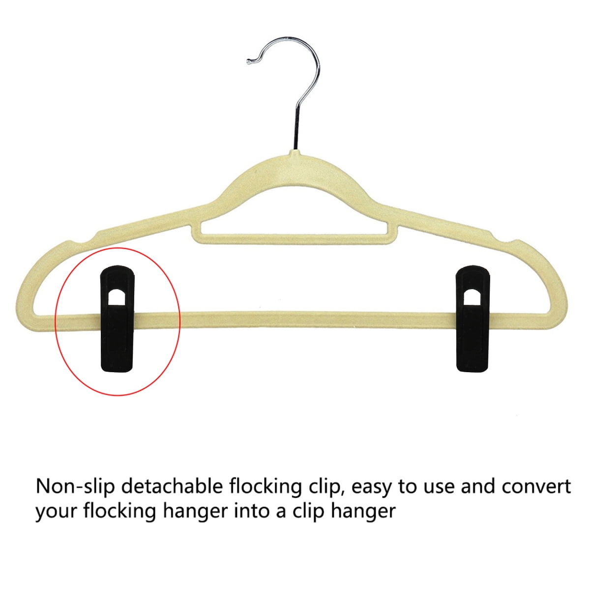 Velvet Hanger Clips, 20 Black Clip-On Pins for Slim Hangers, Wide Opening - Image 3