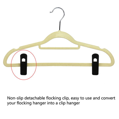 Velvet Hanger Clips, 20 Black Clip-On Pins for Slim Hangers, Wide Opening - Image 3