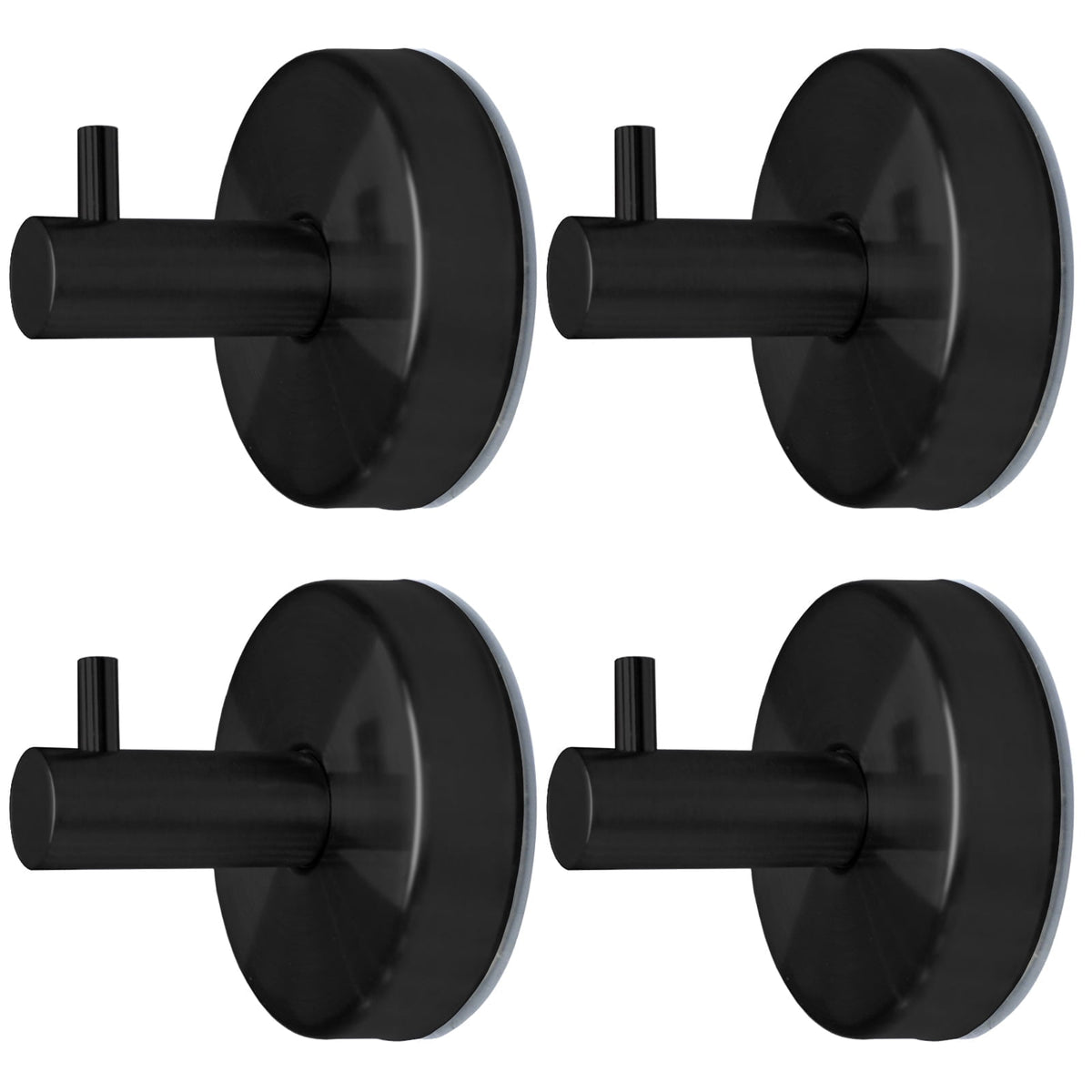 Suction Cup Towel Hooks, 4 Pack in Matte Black, Holds up to 11 Pounds
