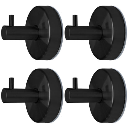 Suction Cup Towel Hooks, 4 Pack in Matte Black, Holds up to 11 Pounds