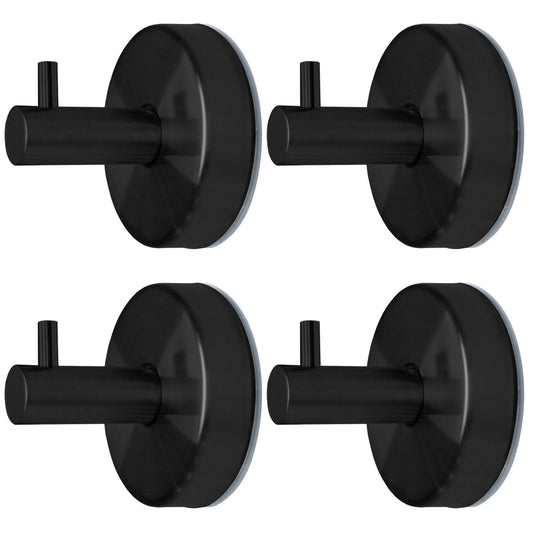 Suction Cup Towel Hooks, 4 Pack in Matte Black, Holds up to 11 Pounds