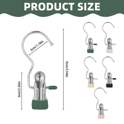 Hanging Boot and Laundry Clips, Set of 5 with Rotating Metal Grips, Black - Image 3