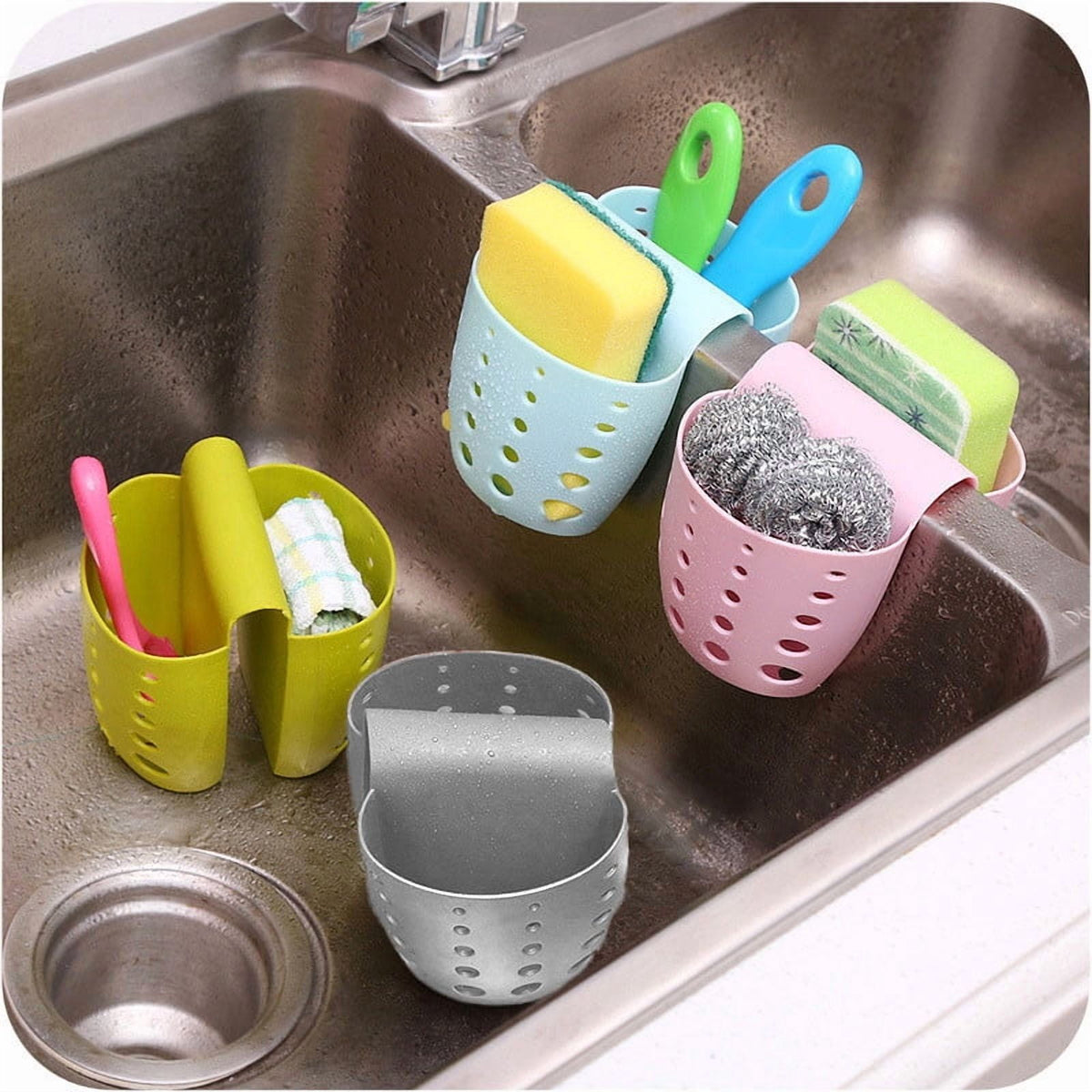 Saddle-Style Silicone Sink Caddy for Sponges, Brushes and Drain Stoppers - Image 3
